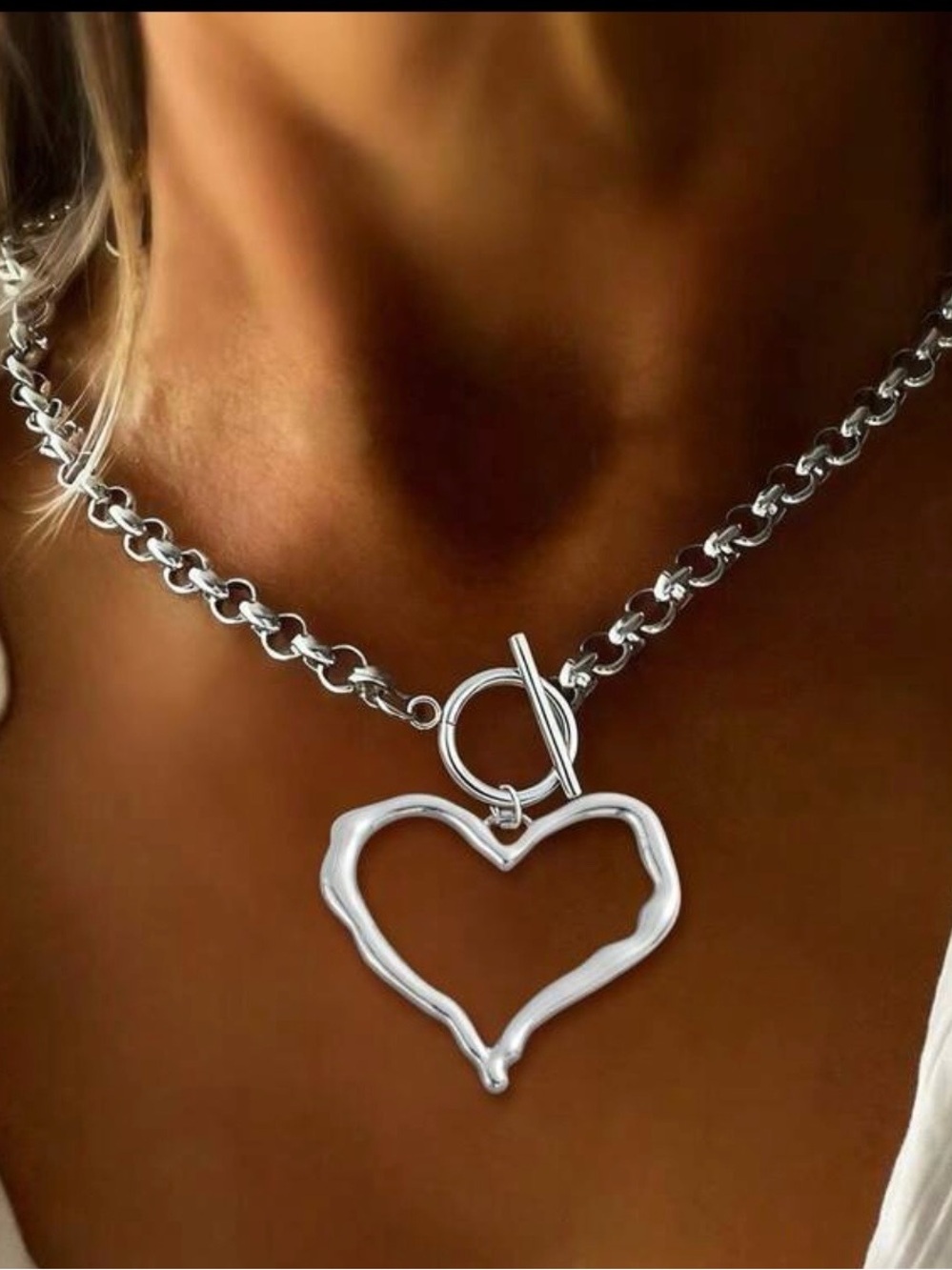Silver Heart Toggle Necklace - Women Jewelry